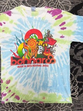 2011 Vintage Multicolor Tie-Dye Bonnaroo Music & Arts Festival Tee